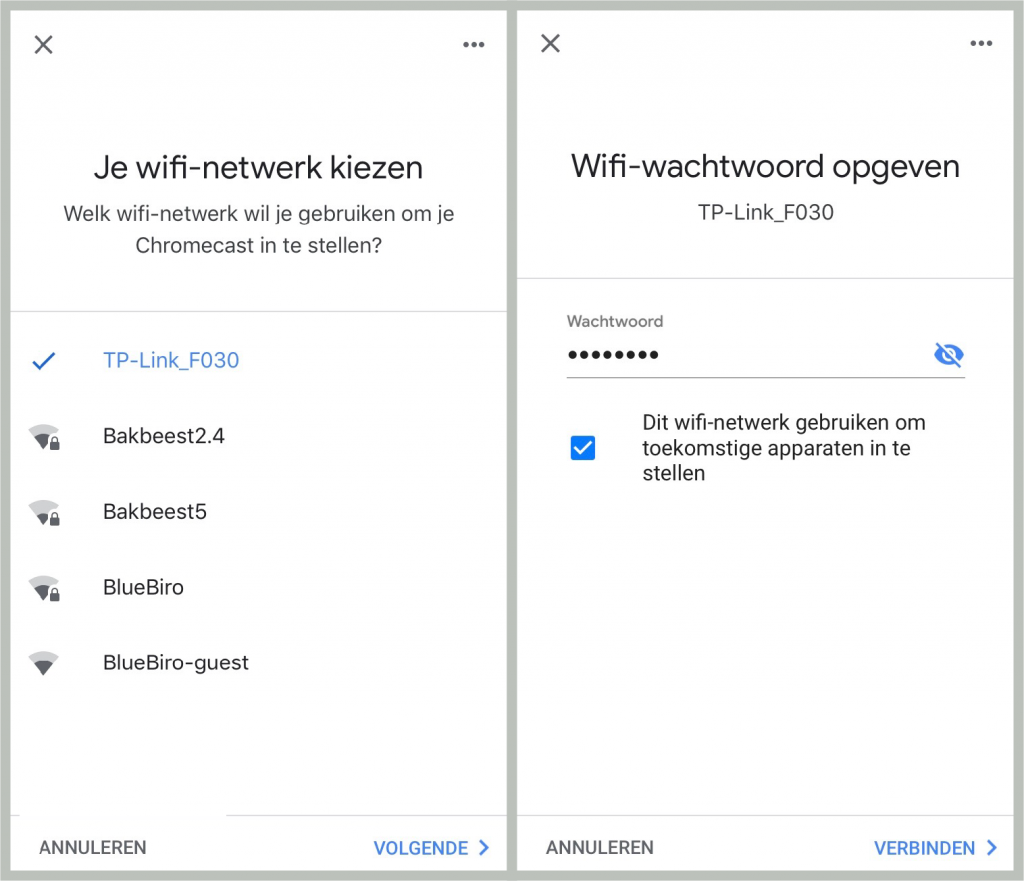 Chromecast wifi netwerk kiezen