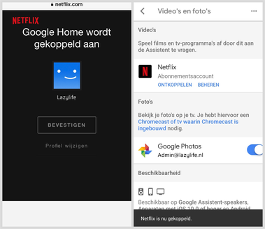 Hier lees je hoe het Google Home koppelen aan Netflix gedaan wordt.