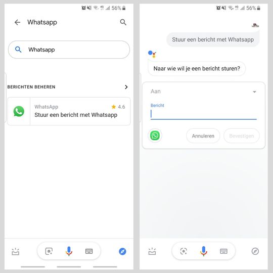 WhatsApp bericht sturen met Google Home
